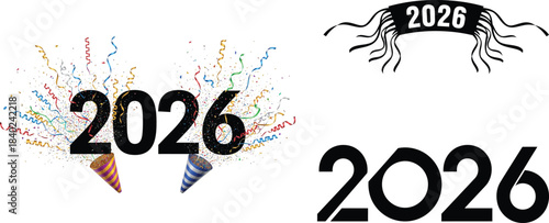 2026 Ultimate New Year & Celebration Vector Bundle: Typography, Party & Time