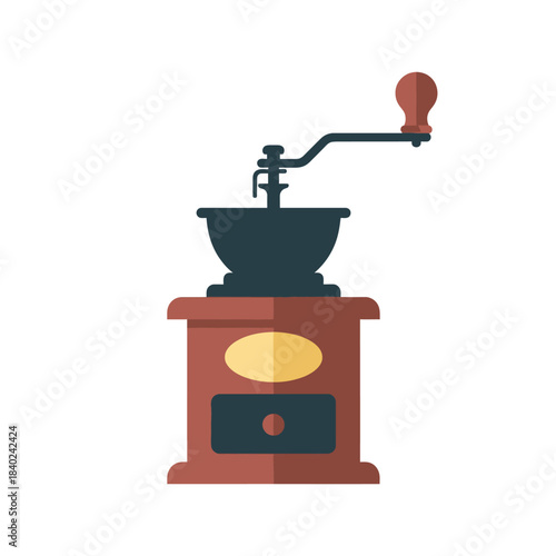 Vintage coffee grinder illustration, a classic kitchen tool for grinding coffee beans, perfect for coffee enthusiasts and retro decor