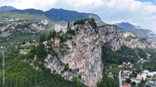aerial view of castle arco in Italy
