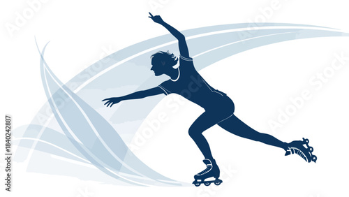 Dynamic Roller Skater Silhouette Vector Performing a Dance Move, embodying retro style, fun, and energetic movement on skates.