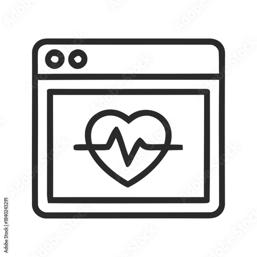 Medical health monitoring application interface with heartbeat ekg line icon