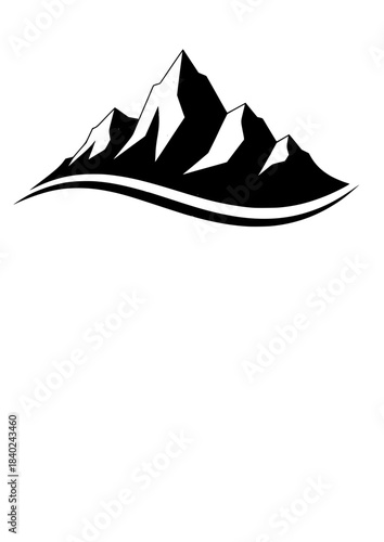 New Naturalism Mountain Peak Silhouette: Textured Grain and Fluid Wave Vector Design