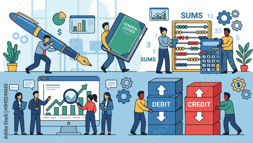 Business Accounting and Financial Management Concepts Illustration