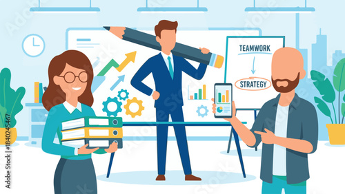 Professional business team working on growth and strategic planning