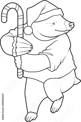 Mole Christmas Candy cane Animal Vector Graphic Art Illustration