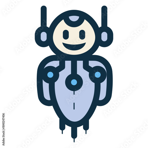 personal flying AI robot assistant icon