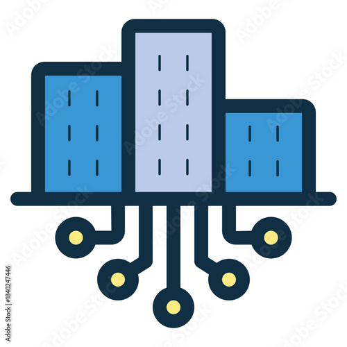 smart tech city building icon