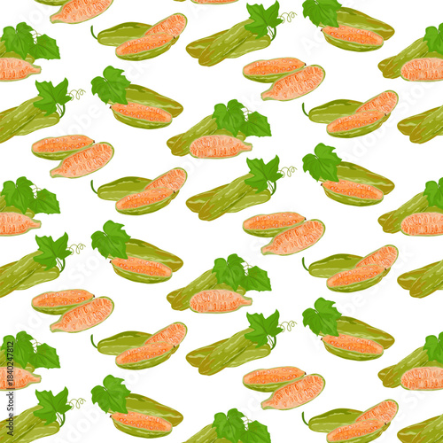 Seamless pattern Tindora Ivy Gourd Vegetable