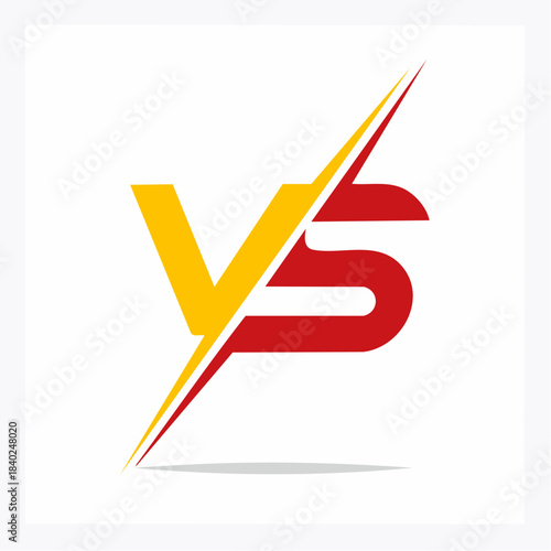 VS logo for competition and contrast, showing a bold red S crossing over a yellow V with a dynamic slash effect, representing a fight or rivalry