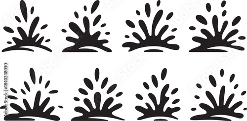 Black Ink Splashes and Water Droplets Collection liquid