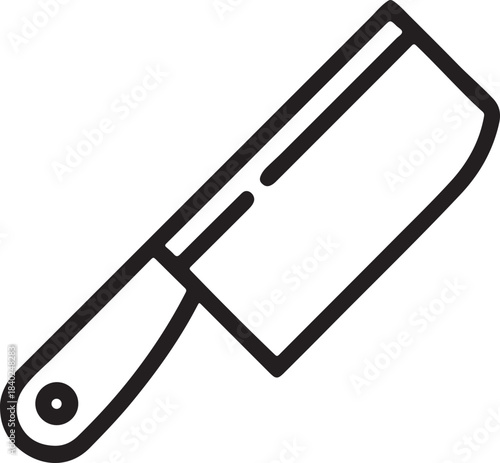 Black outline chef knife icon on white background kitchen cooking