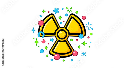 Radiological Hazard Symbol Surrounded By Decorative and Colorful Geometric Elements