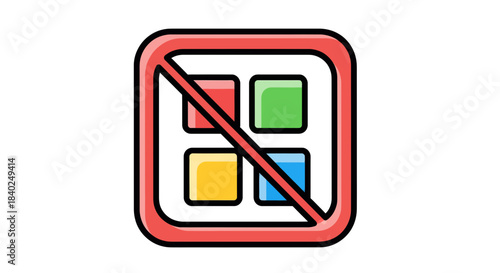 Restricted Access Icon: Prohibition Sign for Application or Software Access Denied