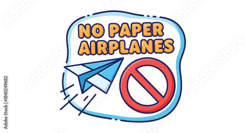 Prohibition Sign With a Paper Airplane Indicating Areas Where Aircrafts Are Forbidden