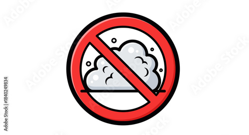 Prohibition Symbol Depicting A Cloud Indicating Restriction Of This Activity Or Substance
