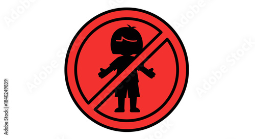 Prohibition Symbol Depicting A Child, Indicating Restriction Or Forbidden Activities