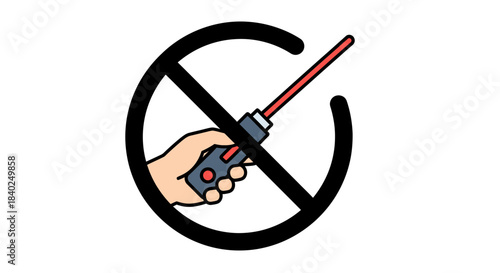 Prohibition Symbol Depicting A Device, Avoiding Potential Hazards With A Clear Visual Warning