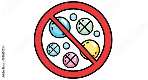 Prohibition Symbol Depicting Bubbles: A Bold Visual Message or Concept Representation