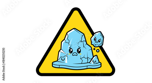 Sad Iceberg Warning Sign Depicts Climate Change and Environmental Anxiety