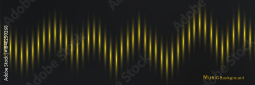 Luxurious dark abstract background with golden music waves. Modern black and golden. Vector illustration. Music equalizer. Chemical industry.