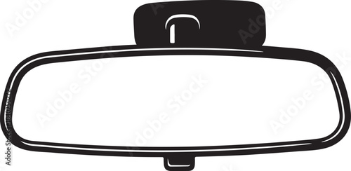 Simple black outline of a car's interior rearview mirror on white automotive