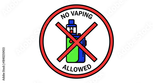 Prohibition Symbol Icon Represents No Vaping Message For Public Safety And Health Regulations