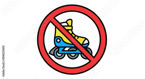 Prohibition Symbol: Roller Skates Are Not Allowed, Forbidden Action or Activity, Restriction