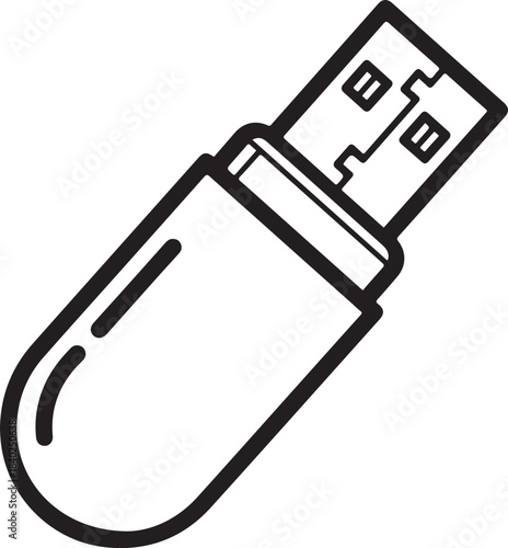 Simple outline icon of aUSB flash drive on a white background storage memory