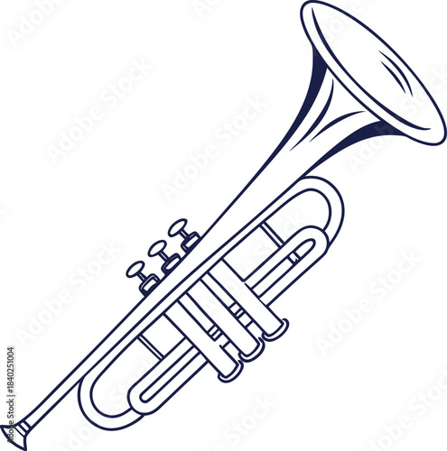 Stylized Trumpet Outline Vector Illustration