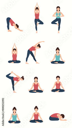 Yoga Poses Woman Set