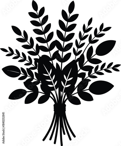Simple Wild Herb Bouquet Silhouette