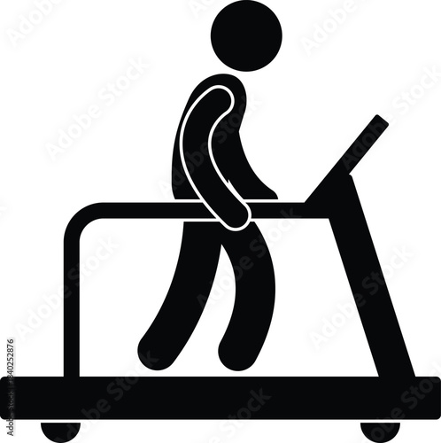Walking on Treadmill Icon Silhouette