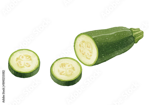 Watercolor-style zucchini illustration／ズッキーニ