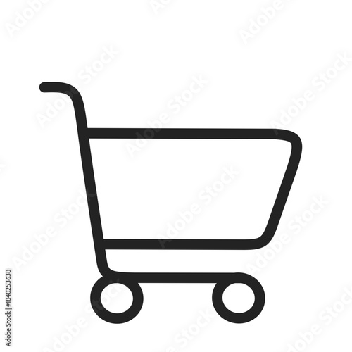 Line art icon of an empty shopping cart, perfect for websites and applications needing a purchase symbol
