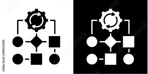 Process Mapping  Icon Set White Style Collection
