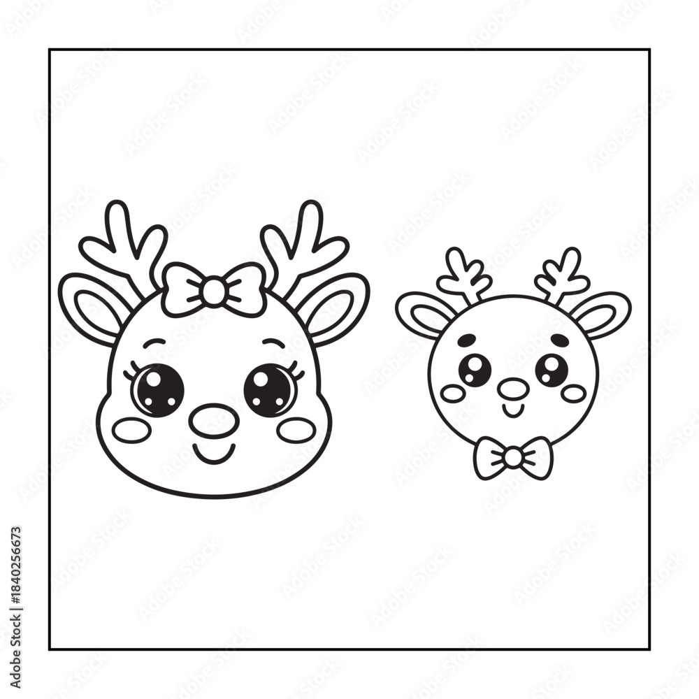Fototapeta premium Christmas-themed, cute-style coloring pages for adults, teens, and kids.