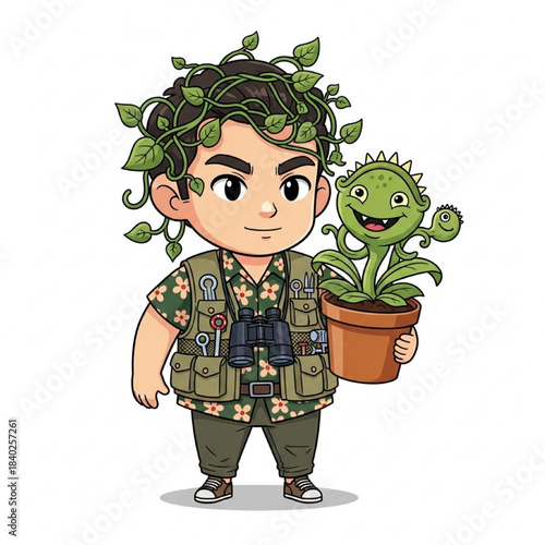 Little Gardener with Carnivorous Plant