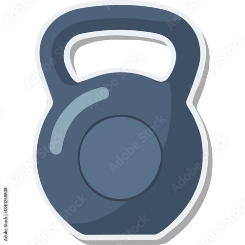 Single Dark Blue Kettlebell With A Circle On Its Body And A Handle For Weightlifting And Fitness On A White Background