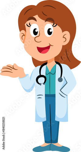 Doctor women cartoon character, professions, job occupations, and specializations.