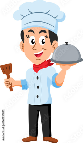 Chef cook women cartoon character, professions, job occupations, and specializations.