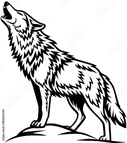 Howling Wolf – Stylized Wilderness Silhouette