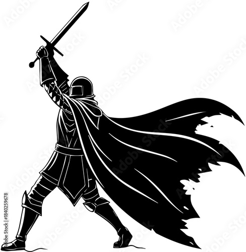 Armored Knight with Sword – Heroic Medieval Illustration