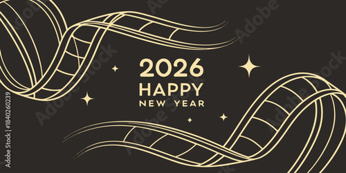 2026 festive greeting design with shiny gold glitter accents, creating an elegant abstract background for Christmas and New Year vector themes.