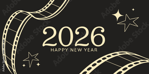 Golden glitter decoration arranged in an abstract style for 2026 Merry Christmas and Happy New Year festive vector background artwork.