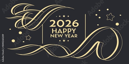 2026 Merry Christmas and Happy New Year design featuring abstract shiny gold glitter decoration forming an elegant festive background as a modern vector element.