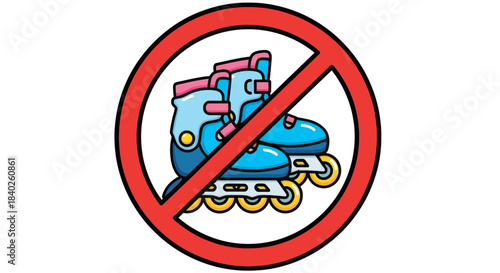 Prohibition Of Skating: A Vibrant Vector Illustration Depicting Restricted Rollerblading