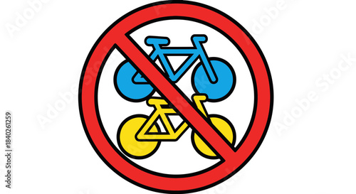 Prohibition Sign Depicts Bicycles Crossed Out: Symbol Of Restriction And Forbidden Movement