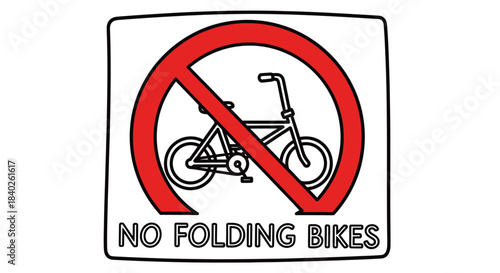 Prohibition Sign Illustrating Banned Folding Bikes Symbol Icon For Safety Regulations