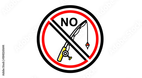 Prohibition Sign Illustrating Inability To Conduct Leisure Pursuits Fishing Activities Prohibited