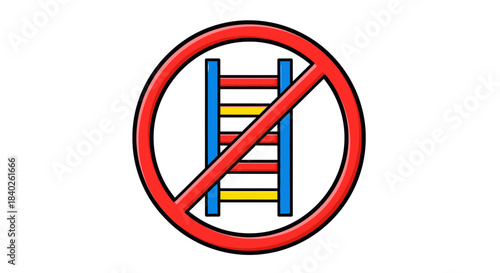 Prohibited Access Symbol Depicting A Ladder Within A Circle Illustration Graphic Design